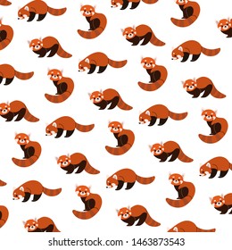 Cartoon happy red panda - simple trendy pattern with animals. Flat vector illustration for prints, clothing, packaging and postcards. 