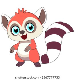 Cartoon Happy Red Panda Vector Illustration