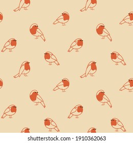 Cartoon happy Robin - simple trendy pattern with bird. Flat vector illustration for prints, clothing, packaging and postcards.