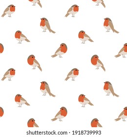 Cartoon happy Robin - simple trendy pattern with bird. Flat vector illustration for prints, clothing, packaging and postcards.