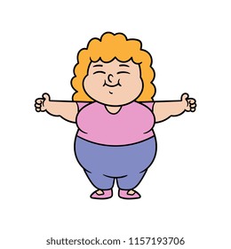 Cartoon Happy Rotund Curvy Woman Illustration Stock Vector (Royalty ...