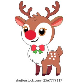 Cartoon Happy Rudolph Vector Illustration