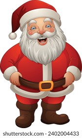 Cartoon happy santa claus on white background