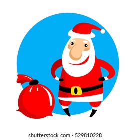 Cartoon happy Santa Claus vector  isolated on blue background. Design elements for greeting cards and flyers. Christmas characters.