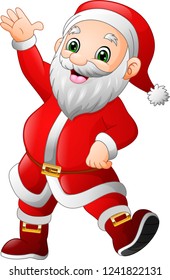 Cartoon happy santa claus waving