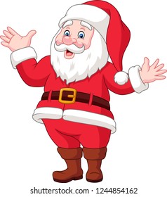 Cartoon happy santa claus waving