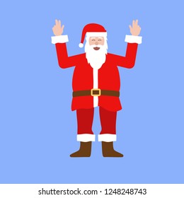 Cartoon happy santa claus waving