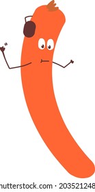 Cartoon of a happy sausage listening to music on headphones
