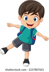 Cartoon happy school boy posing