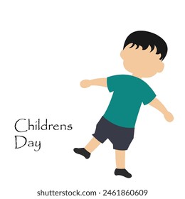 Cartoon happy school boy posing for children's day