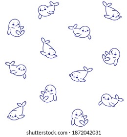 Cartoon happy seal - seamless simple trendy pattern with animal. Flat vector illustration.