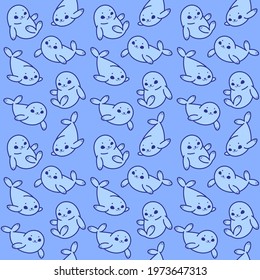 Cartoon happy seal - seamless simple trendy pattern with animal. Flat vector illustration.