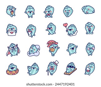 Cartoon happy seashell face