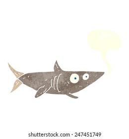cartoon happy shark with speech bubble