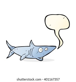 cartoon happy shark with speech bubble
