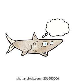 cartoon happy shark with thought bubble