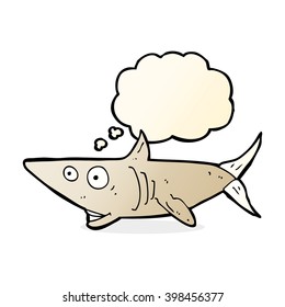 cartoon happy shark with thought bubble