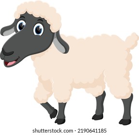Cartoon happy sheep isolated on white background