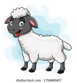 Cartoon happy sheep posing isolated on white background
