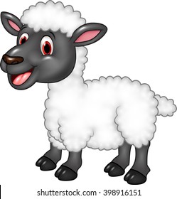 Cartoon happy sheep posing isolated on white background