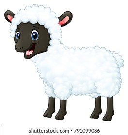 Cartoon happy sheep smiling