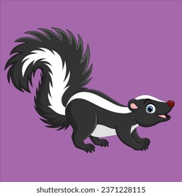 Cartoon happy skunk animal character design illustration