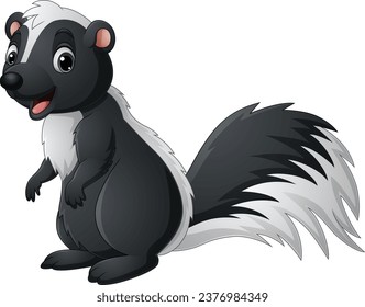 Cartoon happy skunk on white background