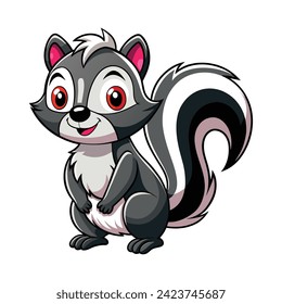 Cartoon happy skunk on white