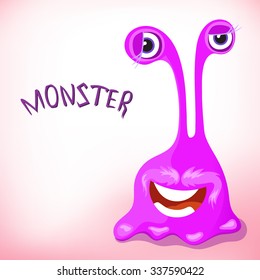 Cartoon happy slug cute funny monster. Vector illustration.