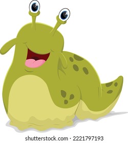 Cartoon happy slug isolated on white background