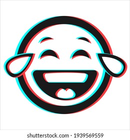 Cartoon happy smile emoticon symbol, icon in 3d effect with blue and red color