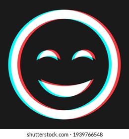 Cartoon happy smile emoticon symbol, icon in 3d effect with blue and red color