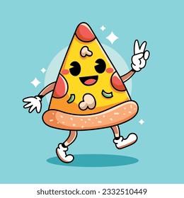 Cartoon happy smile pizza vector