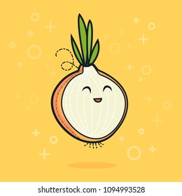 Cartoon happy smiling onion. Vector illustration