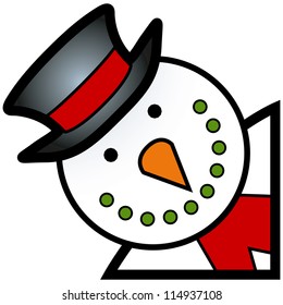 cartoon of happy smiling winter snowman character