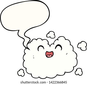 caricatura de nube de humo feliz con burbuja de habla