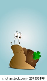 Cartoon happy snail with quatrefoil