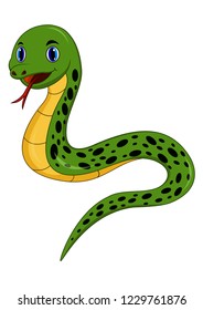 Cartoon happy snake isolated on white background