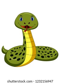 Cartoon happy snake isolated on white background