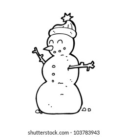 cartoon happy snowman