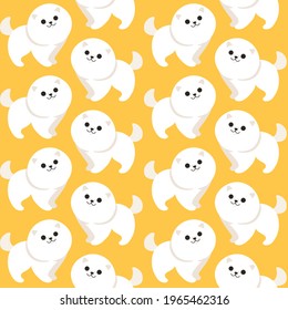 Cartoon happy spitz - simple trendy pattern with dog. Flat vector illustration for prints, clothing, packaging and postcards. 