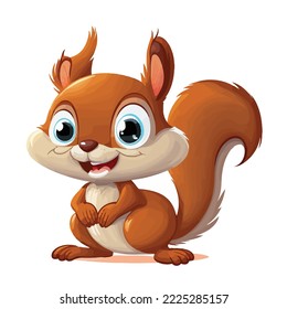 Cartoon happy squirrel isolated on white background vector illustration