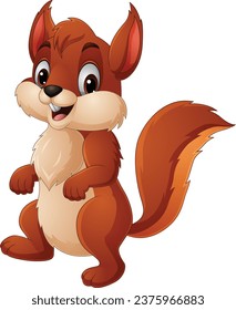 Cartoon happy squirrel on white background