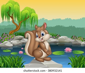 Cartoon Happy Squirrel Posing