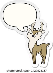 cartoon happy stag with speech bubble sticker