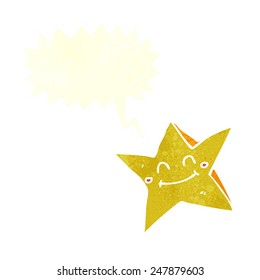 cartoon happy star character with speech bubble