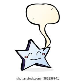 cartoon happy star character with speech bubble
