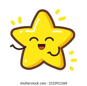 Cartoon happy star character. Vector illustration