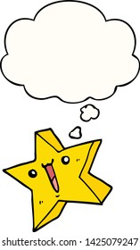 cartoon happy star with thought bubble