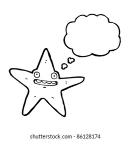 cartoon happy starfish with thought bubble